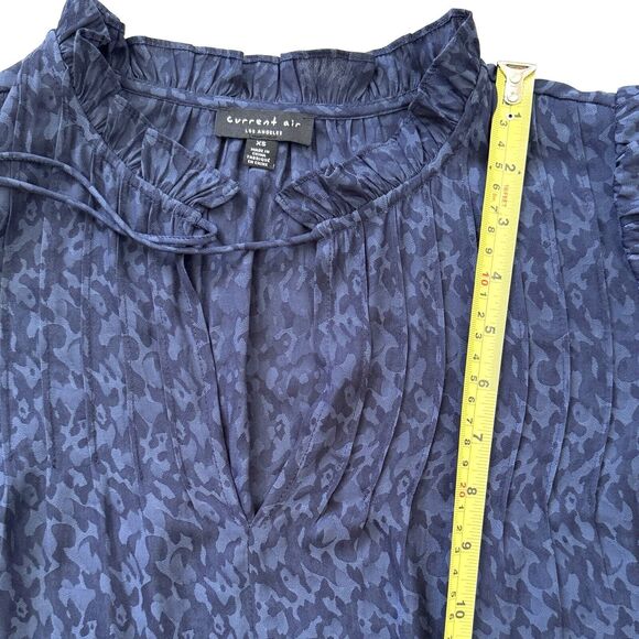 Anthropologie Current Air Women’s Jacquard Pintuck Split Neck Blouse Top - Picture 13 of 15